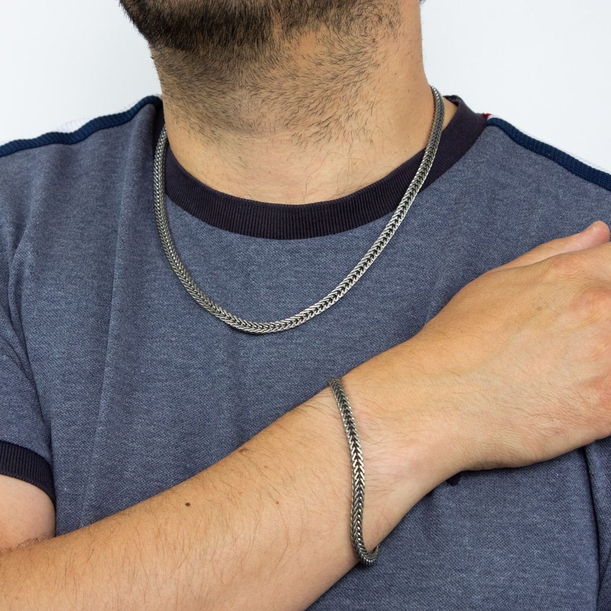 Fred Bennett | Oxidised Foxtail Chain Bracelet