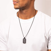 Fred Bennett | Black Plated steel & carbon fiber Dog Tag