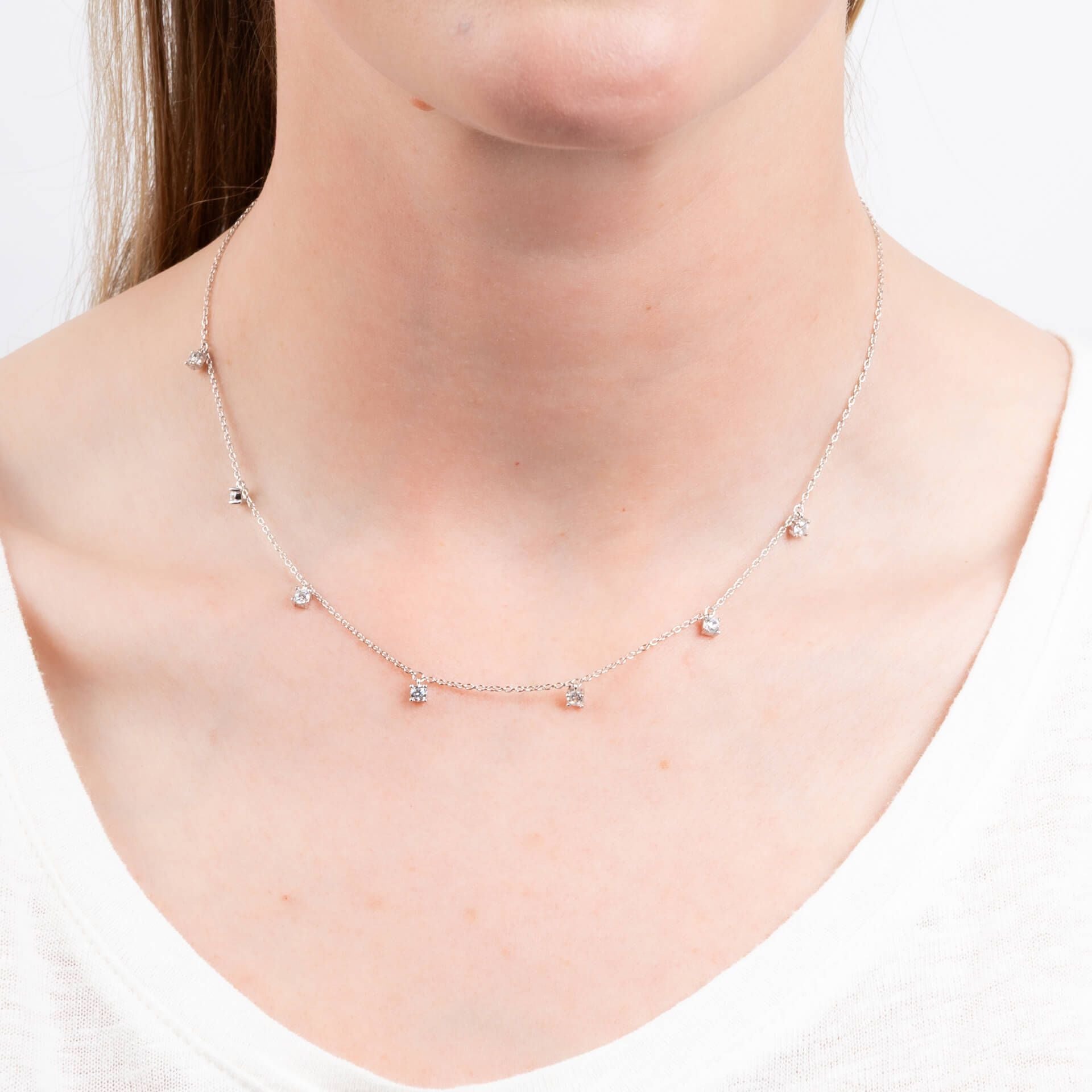 Diamonfire | Four claw set Zirconia Station Necklace