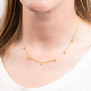 Diamonfire | Four Claw Gold Plated Station Necklace