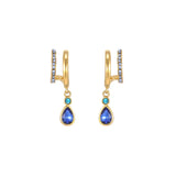 Bijoux De Mimi | Neve Gold Blue Droplet Double Huggie Earrings