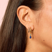 Bijoux De Mimi | Neve Gold Blue Droplet Double Huggie Earrings