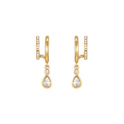 Bijoux De Mimi | Neve Gold Crystal Droplet Double Huggie Earrings