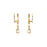 Bijoux De Mimi | Neve Gold Crystal Droplet Double Huggie Earrings