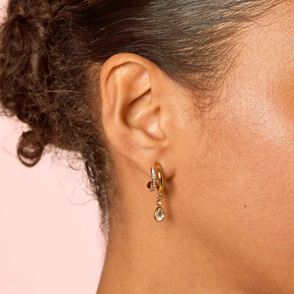 Bijoux De Mimi | Neve Gold Crystal Droplet Double Huggie Earrings