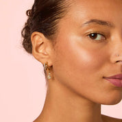 Bijoux De Mimi | Neve Gold Crystal Droplet Double Huggie Earrings