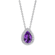 Diamonfire | Halo Teardrop Amethyst Zirconia Pendant