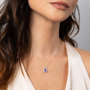 Diamonfire | Halo Teardrop Amethyst Zirconia Pendant