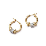 Daisy London | Polly Newman Crystal Bead Hoop Earrings 18ct Gold Plate
