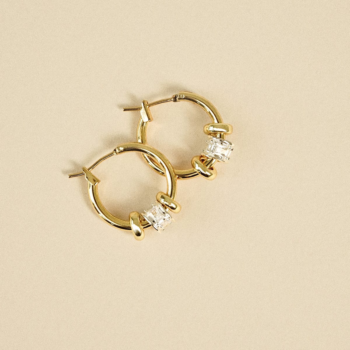Daisy London | Polly Newman Crystal Bead Hoop Earrings 18ct Gold Plate