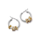Daisy London | Polly Newman Crystal Bead Hoop Earrings Silver Plate