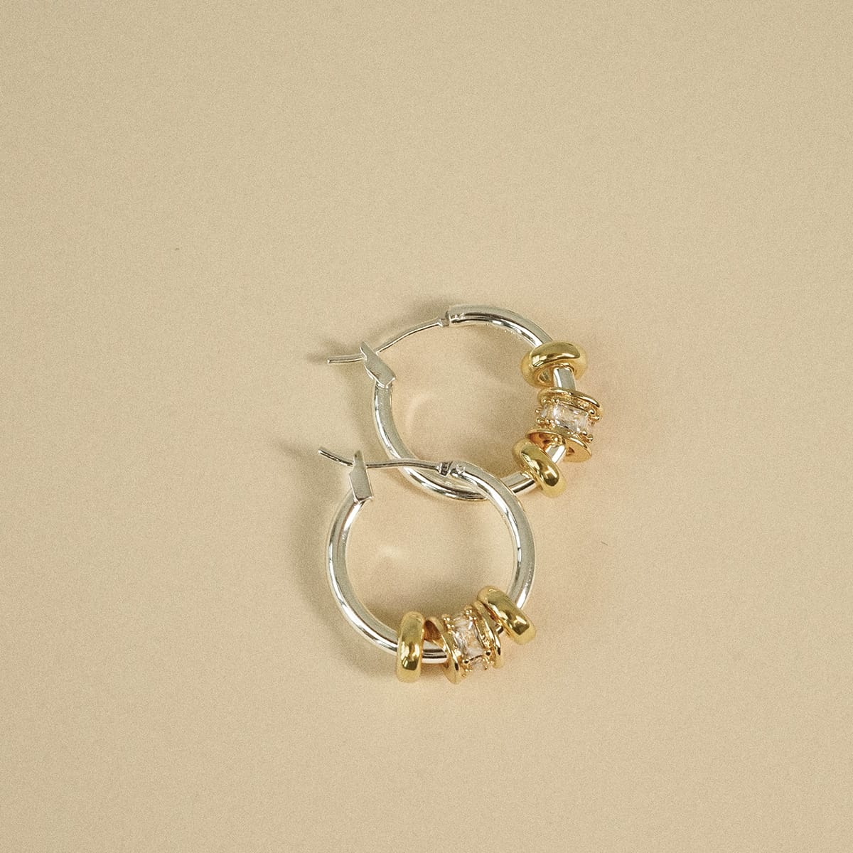 Daisy London | Polly Newman Crystal Bead Hoop Earrings Silver Plate