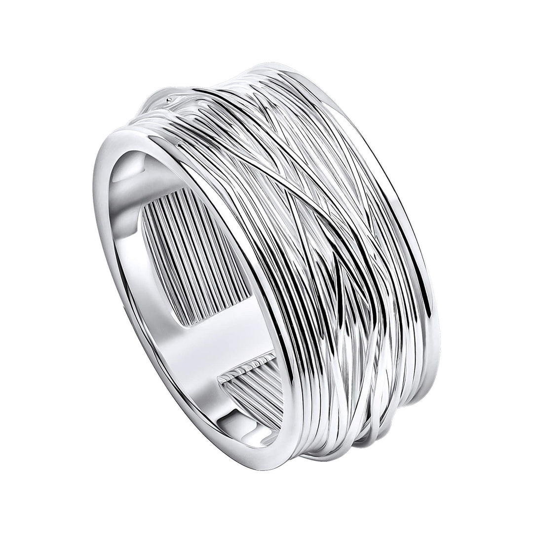 Penmans | Wrapped Wire Wide Band Silver Ring