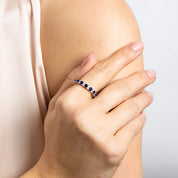Diamonfire | Two Tone Created Sapphire 1/2 Eternity Ring