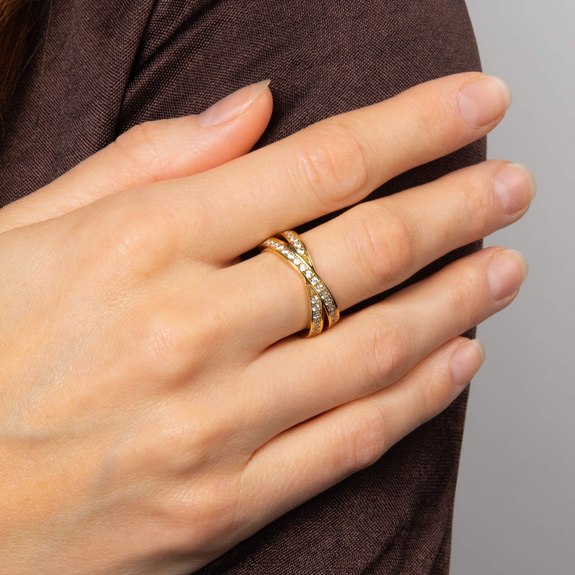 Diamonfire | Criss Cross Ring - Gold Plate