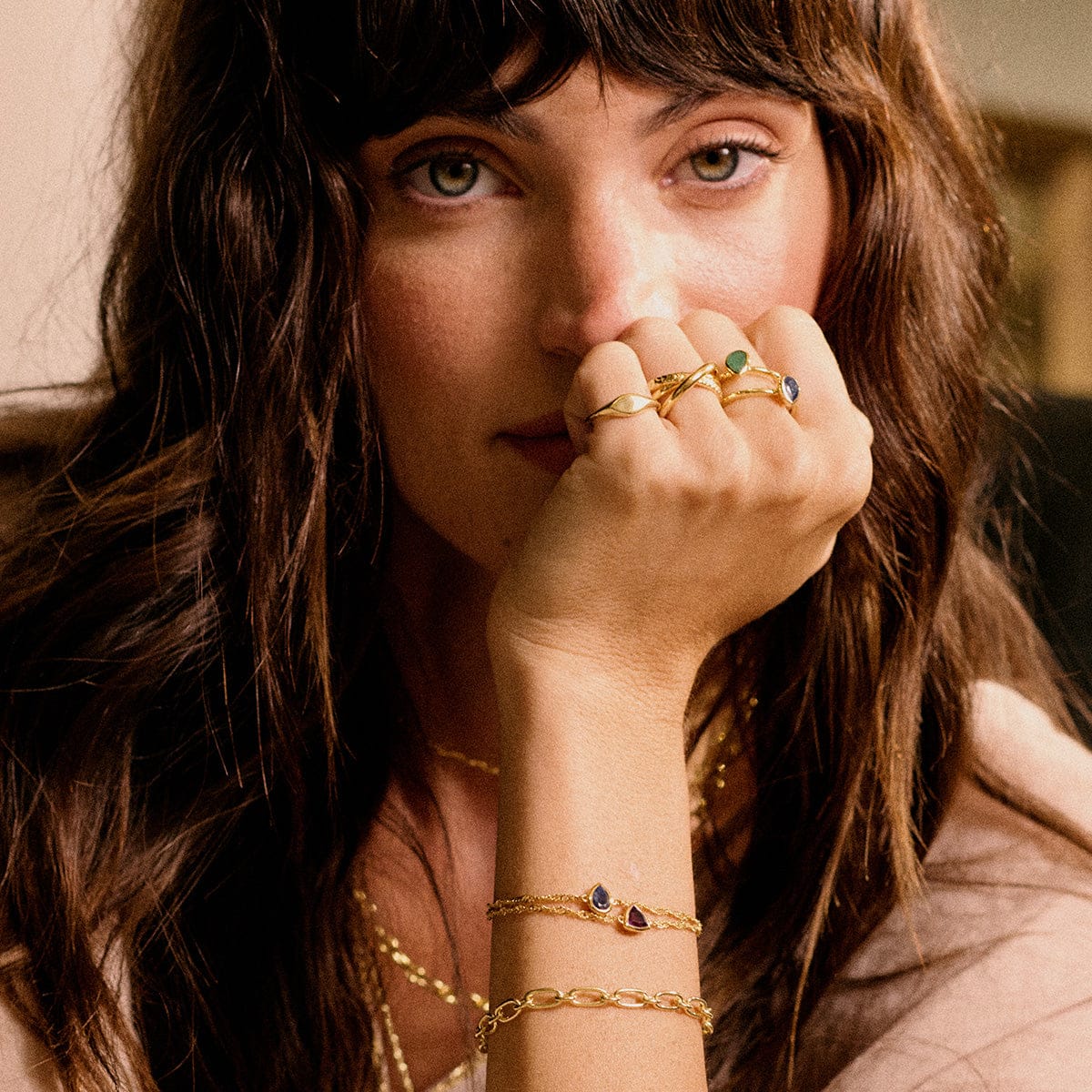 Daisy London | Sapphire September Birthstone Bracelet - Gold plate