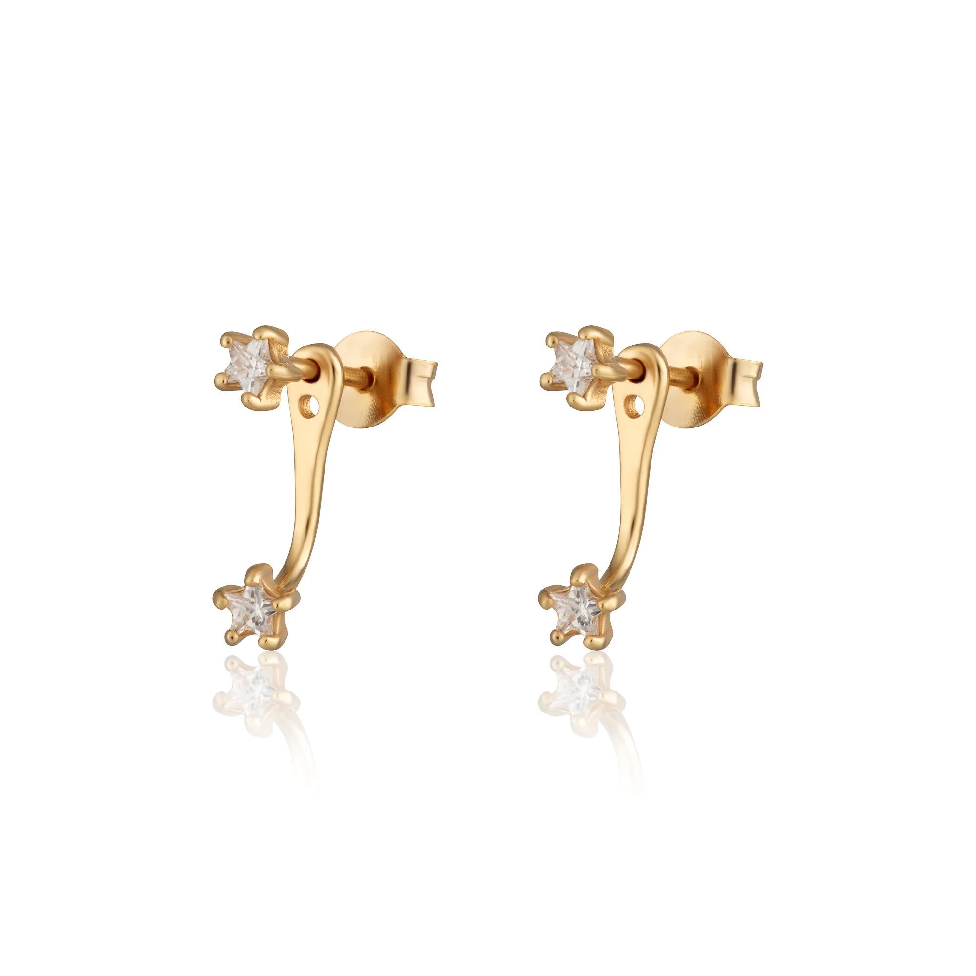 Scream Pretty | Sparkling Star Ear Jacket Earrings - Gold Plate