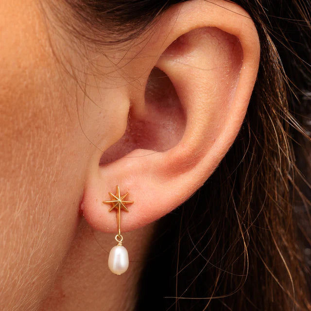 Scream Pretty | Angel Star & Pearl Gold plate Drop Earring