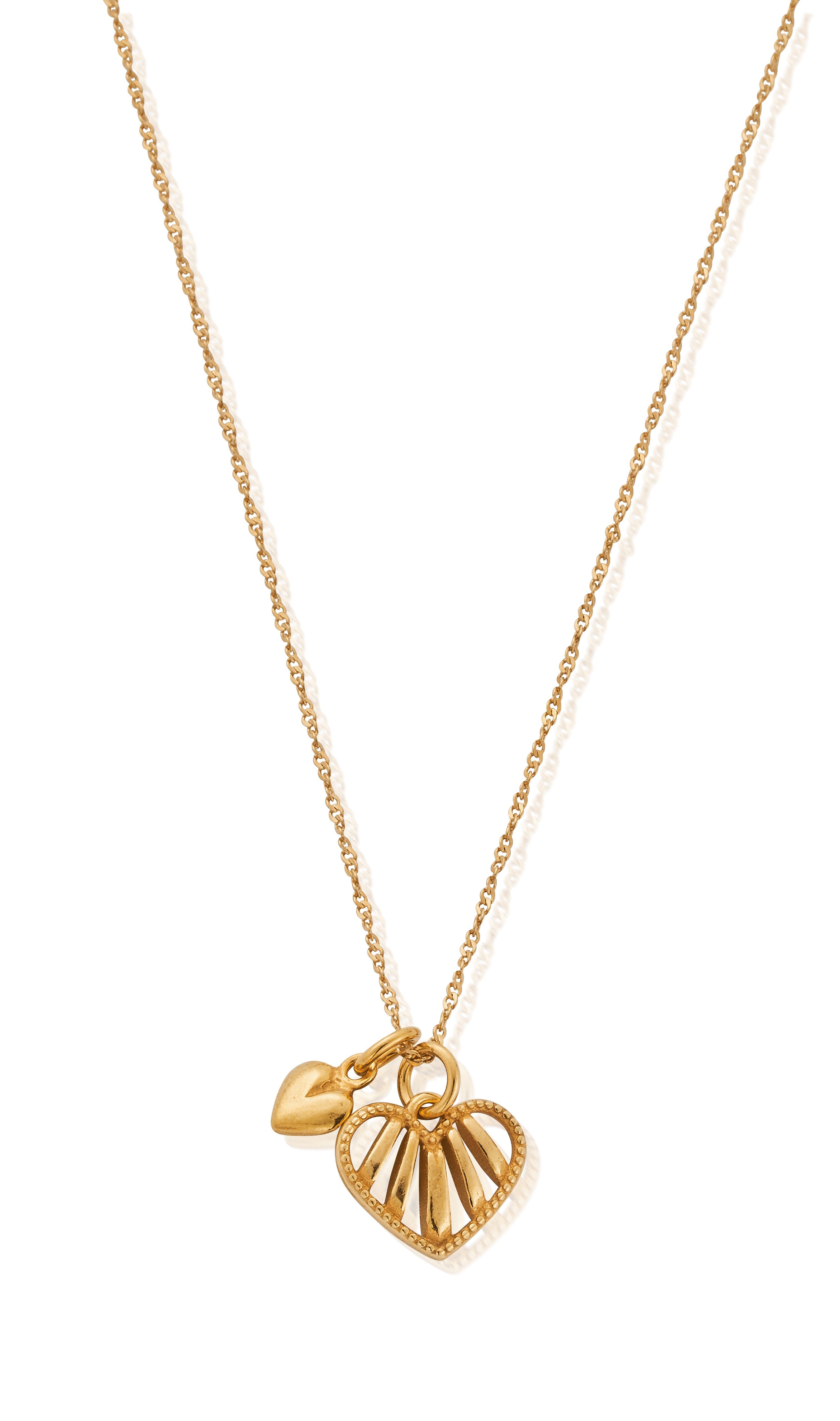 ChloBo | Gold Tiny Twisted Rope Chain Loving Hearts Necklace