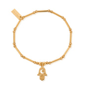 ChloBo | Gold Dainty Moon Cut Sparkle Hamsa Bracelet