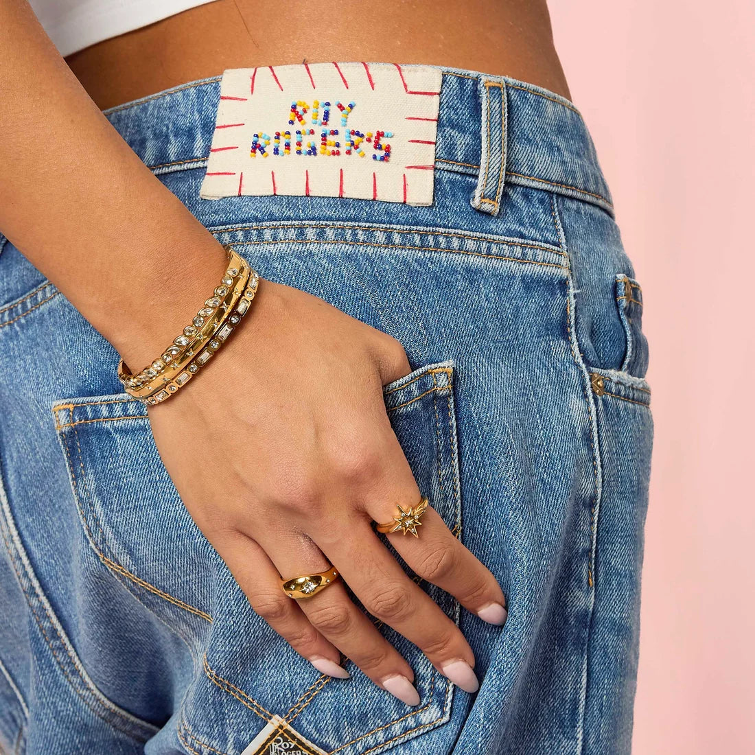 Bijoux De Mimi | Tanieta Gold Crystal Organic Bangle
