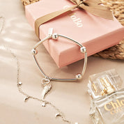 ChloBo |  Open Heart & Angel Wing Noodle Ball Sterling Silver Bracelet