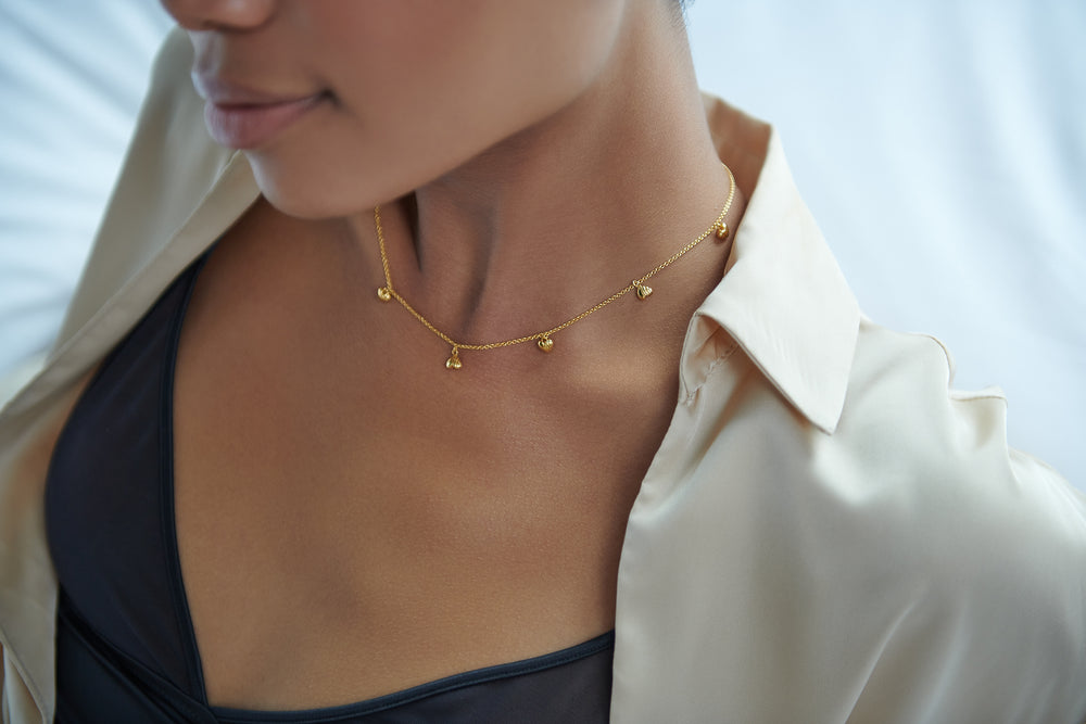 Rachel Jackson |  Untamed Deco Hearts Gold Plate Necklace