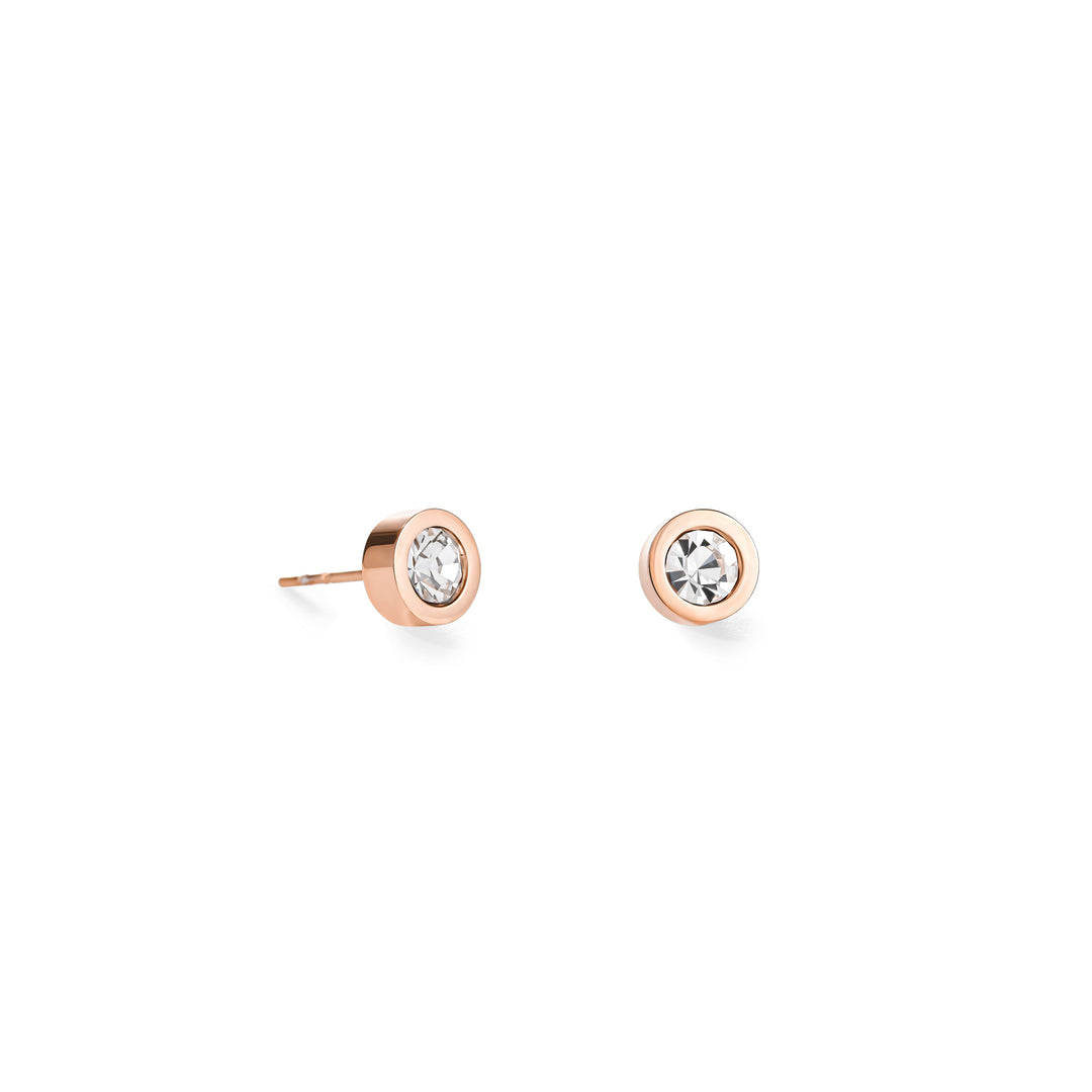 Rose Gold & Clear Crystal round Stud Earrings