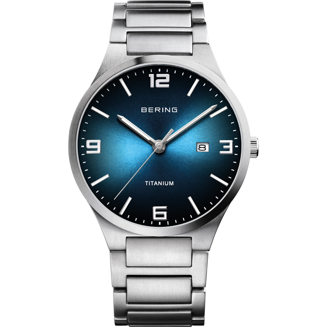 Bering |  Titanium Collection 40mm Blue Dial Titanium Watch