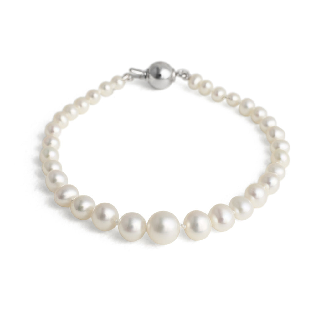 Jersey Pearl |  Classic Semi round white graduated Pearl Bracelet