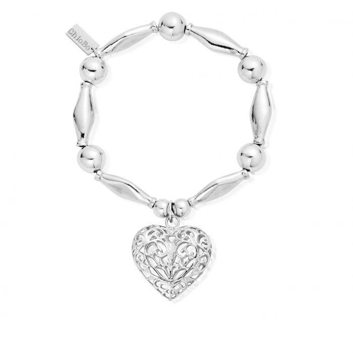 ChloBo |  Chunky Filigree Heart Silver bracelet