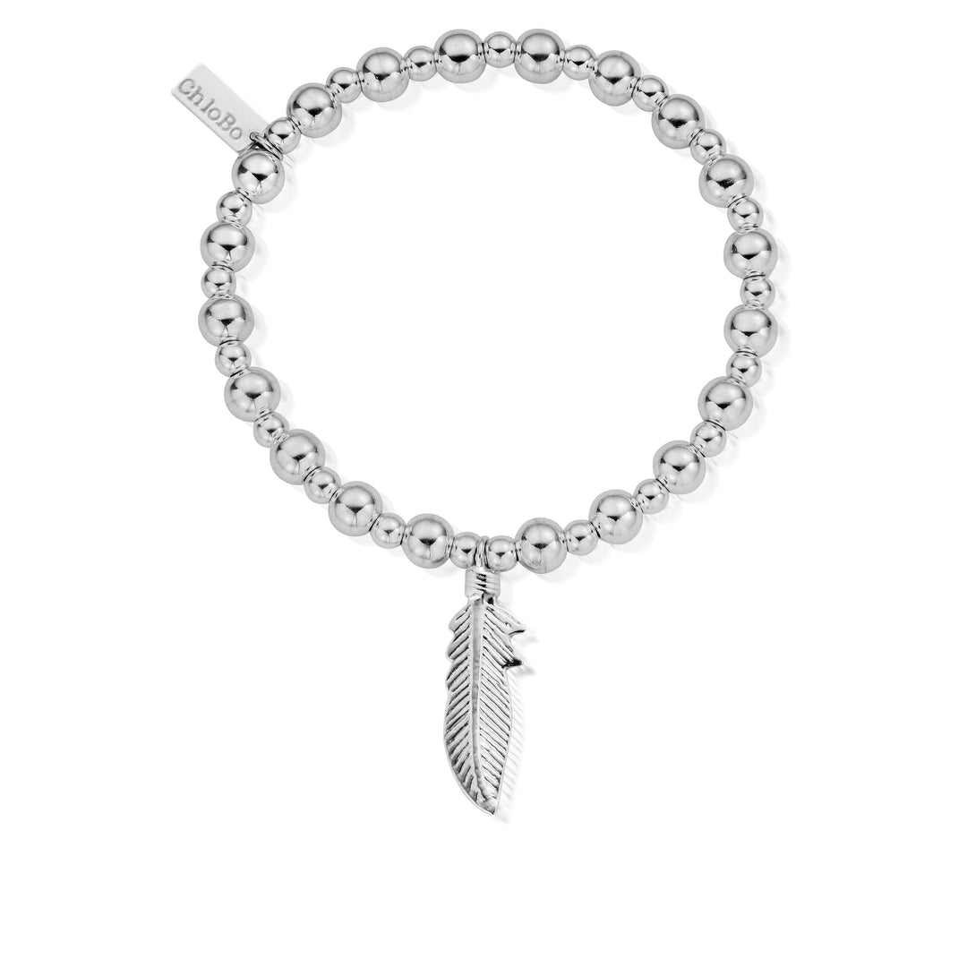 Feather Small Ball Sterling Silver Bracelet