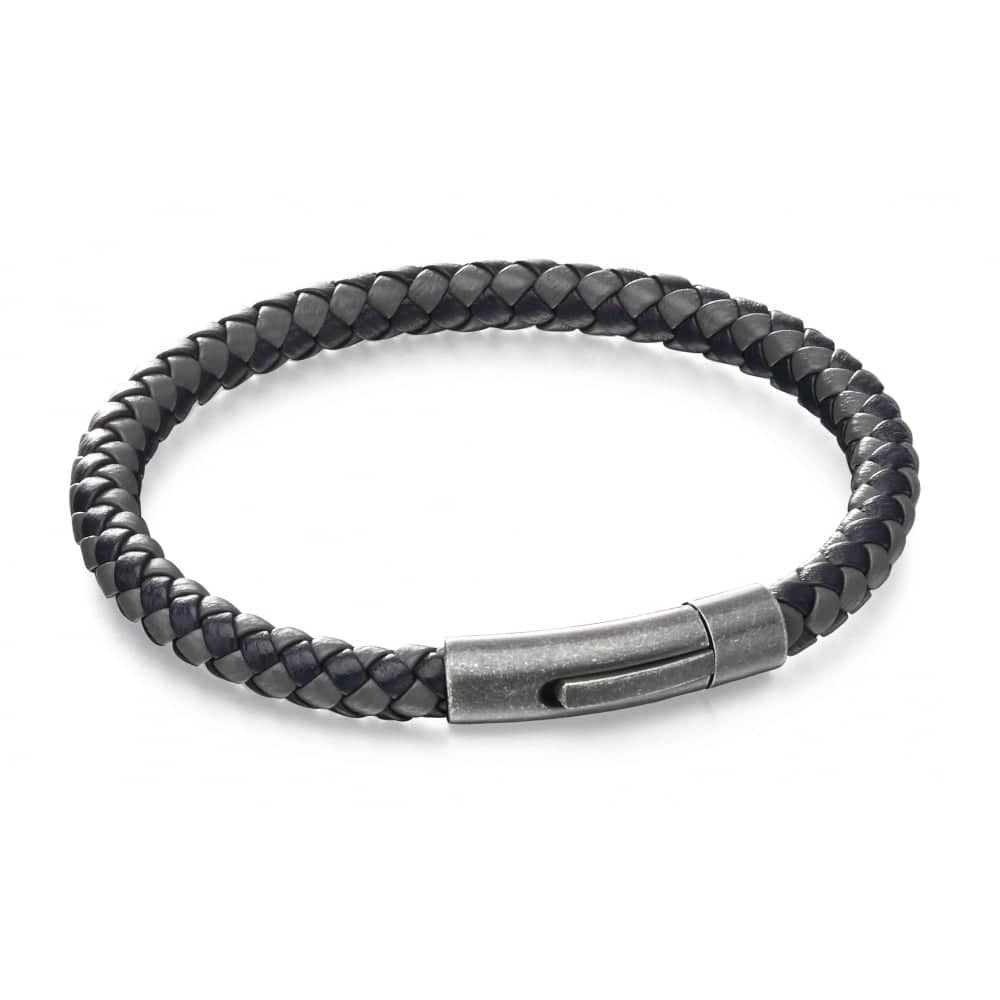 Fred Bennett | Stainless Steel & woven leather bracelet