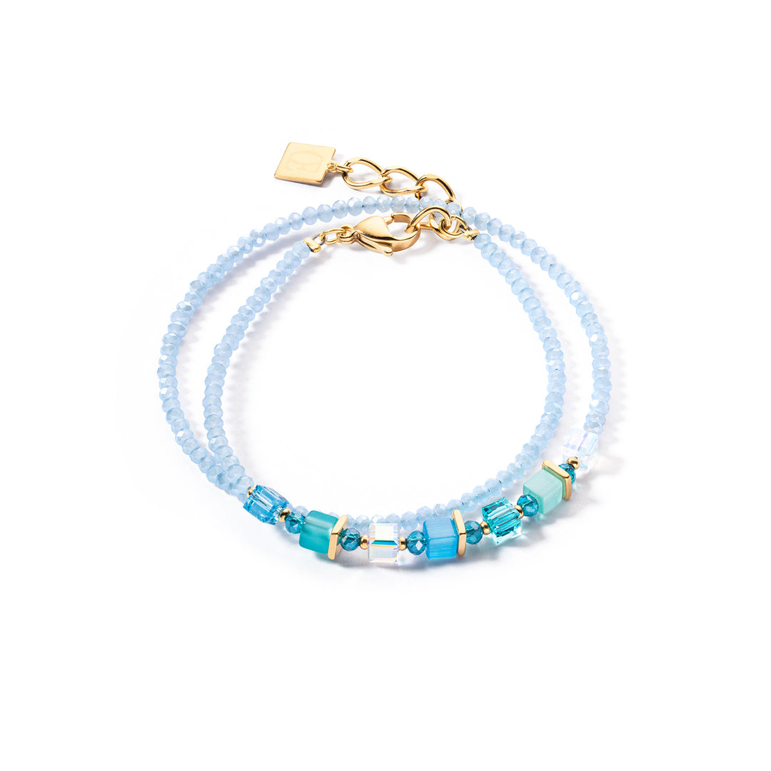 Coeur De Lion | Joyful Colours Wrap Bracelet in Gold & Turquoise