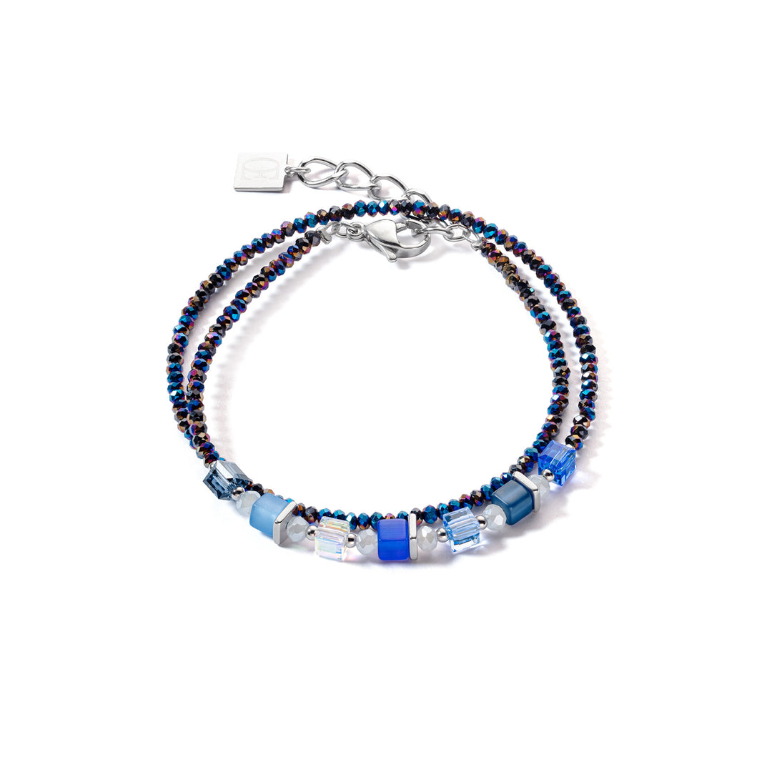 Coeur De Lion | Joyful Colours Wrap Bracelet in Silver & Blue