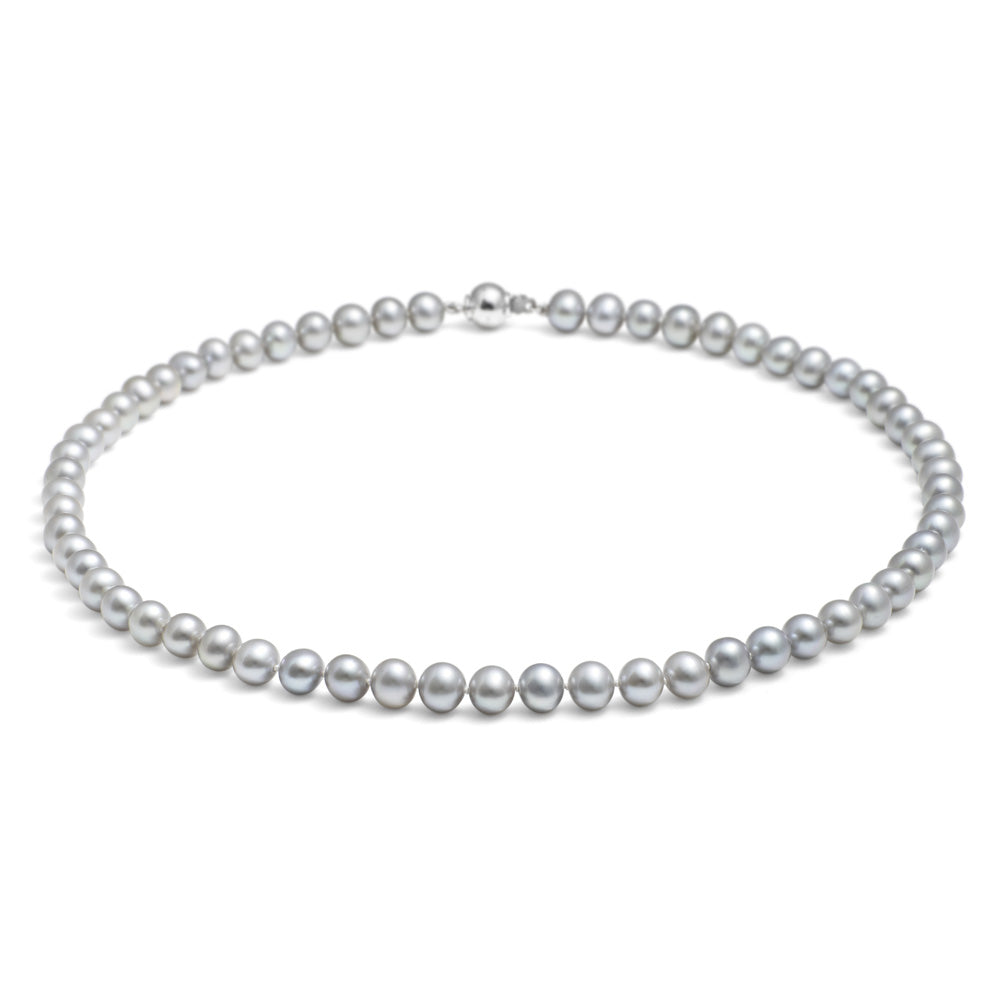 Jersey Pearl |  Classic 18" Necklace 7-7.5mm Silver pearls