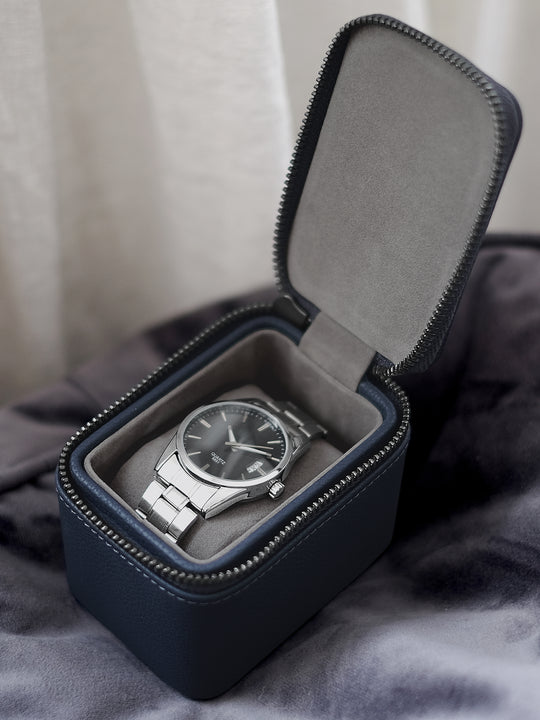Stackers |  Travel Watch Box - Navy Blue & Grey