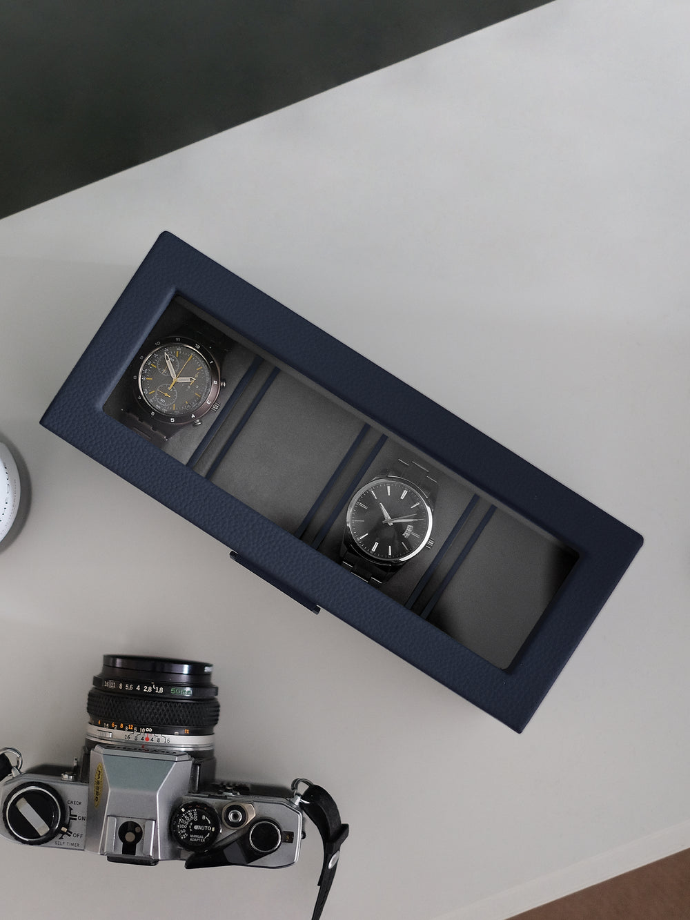 4 piece Watch Box - Navy Blue & Grey