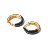 Daisy London |  Black Huggie 18ct Gold Plate Hoops