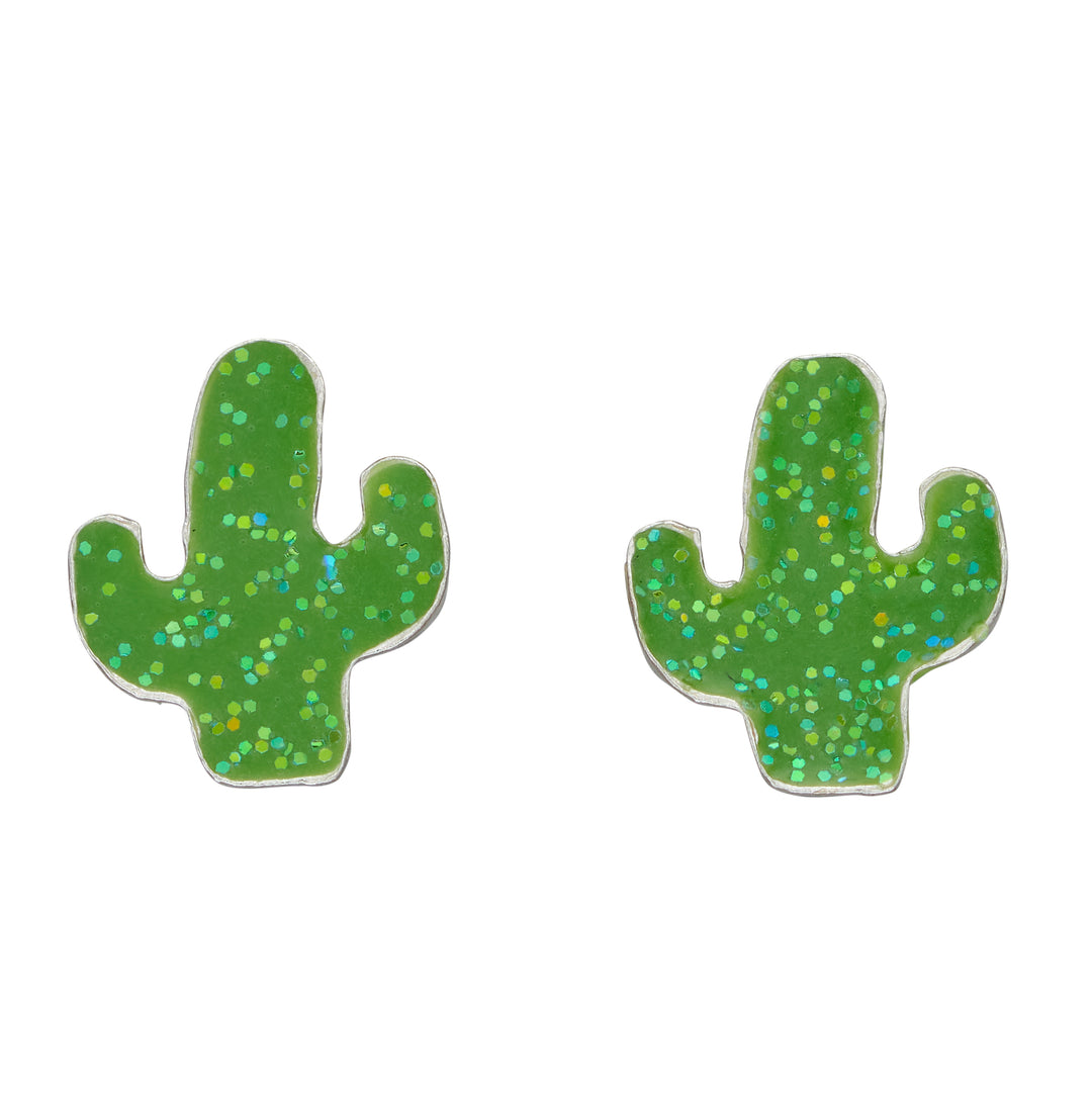 Children's Enamel Glitter Cactus Stud