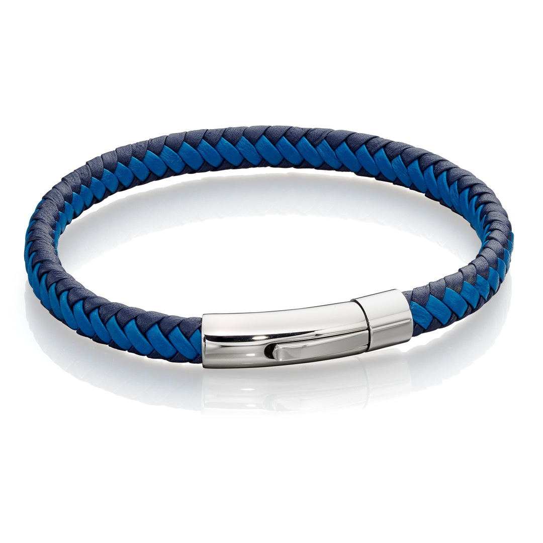 Fred Bennett | Electric blue plaited leather Bracelet