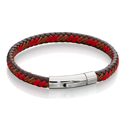 Fred Bennett | Tan & red plaited leather Bracelet