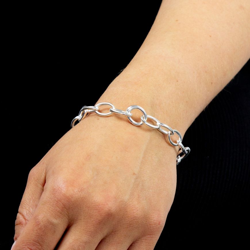 Silver Chain Linked Charm carrier Bracelet