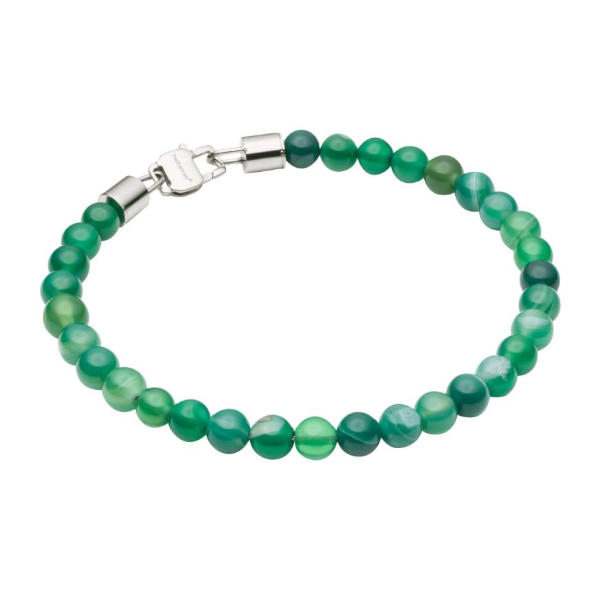 Fred Bennett | Green Agate Bead & Stainless Steel Bracelet