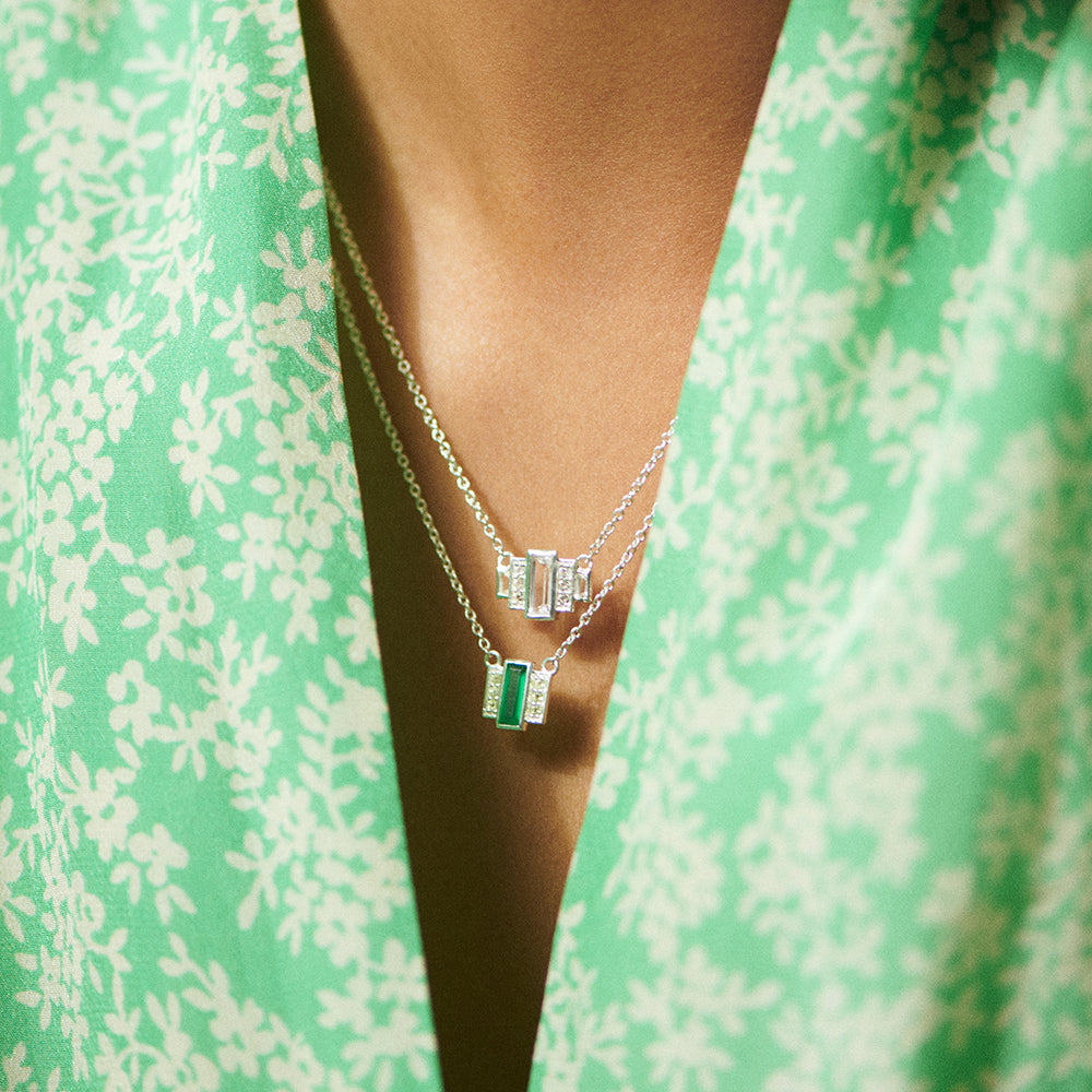 Daisy London |  Beloved Green Onyx Baguette necklace