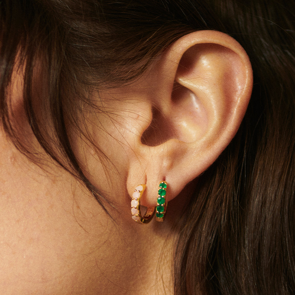 Beloved Green Onyx & gold plate Huggie Earrings