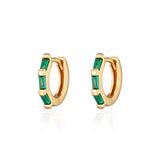 Scream Pretty |  Baguette Green Stone Gold Plated Huggie Earrings