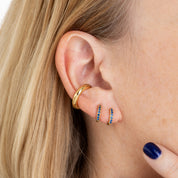Scream Pretty |  Huggie Hoops with Blue Stones & Gold plate