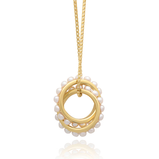 Rachel Jackson |  Eternity Rings Studded Pearl Gold plate Necklace