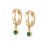 Daisy London |  Aventurine Healing Stone 18ct Gold Plate Huggie Hoops
